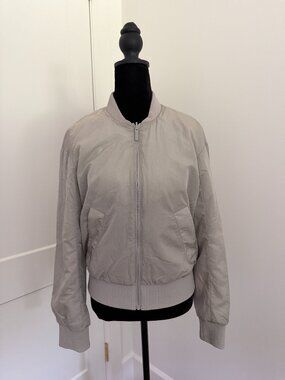 Lululemon Reversible Insulated Bomber Jacket, Size S, Raw Linen/Bone